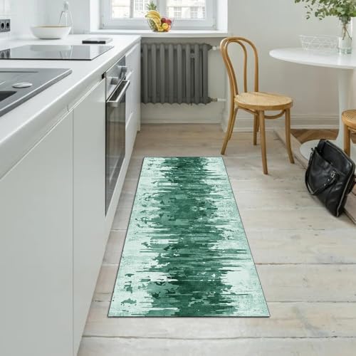 Alfombra por metros abstracta verde oscuro con diseño textil refinado 5