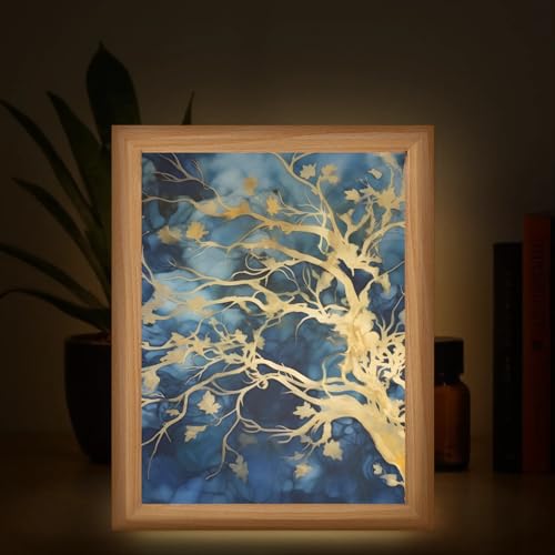 Light Up Painting, Colorful Tree Wall Art Picture Light Abstract Tree Light Up Desktop Art Frame, 10 Brightness, USB Powered, 3 Lighting Modes, Anxiety Relief Decor Gift for Bedroom Home