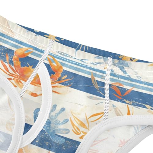KLL Striped Pattern Cute Watercolor Crabs Little Boys Pure Cotton Underwear Briefs Cute Undies4