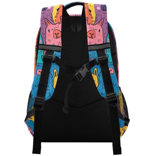 KLL Cute Alpacas Cute Doodle Art Designed kids camping backpack with big bookbag for youth para bebes varon2