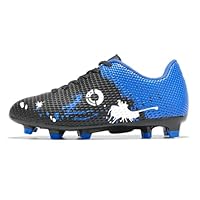 LEOCI Kids' Football Shoes Boys and Girls Outdoor Astro Soccer Boots Rugby Studs Shoes Black Blue White