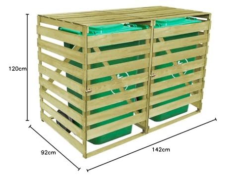 vidaXL Copribidoni 240 L 2 Bidoni Spazzatura Pattumiera da Giardino Copribidone per Rifiuti Deposito per Rifiuti da Esterni Terrazza Patio Legno Pino - 6