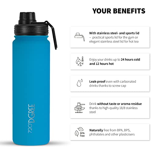 720°DGREE Vaccum Insulated Water Bottle “noLimit“, 1200ml, Leakproof, BPA-Free, Thermo Stainless Steel Flask - Image 2
