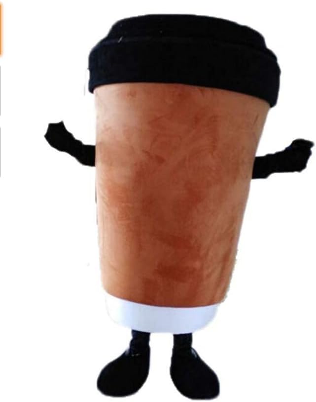 Brown Coffee Cup Mascot Costume Adult Size for Men & Women with Built-in Fan Inside the Head