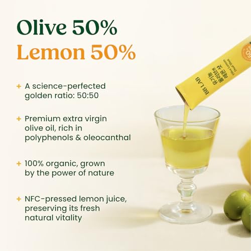 BB LAB Organic Olive & Lemon Dual Shot, 50:50 Ratio, Cold-Pressed Extra Virgin Olive Oil & NFC Lemon Juice, 16g*10 Sticks - image 5