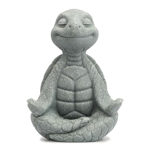 BEIZHAN Turtle Meditation Yoga Decor, Garden Figurine Sandstone Turtle Meditating Space Decorations, Zen Yoga Statue for Office Desk Ornament