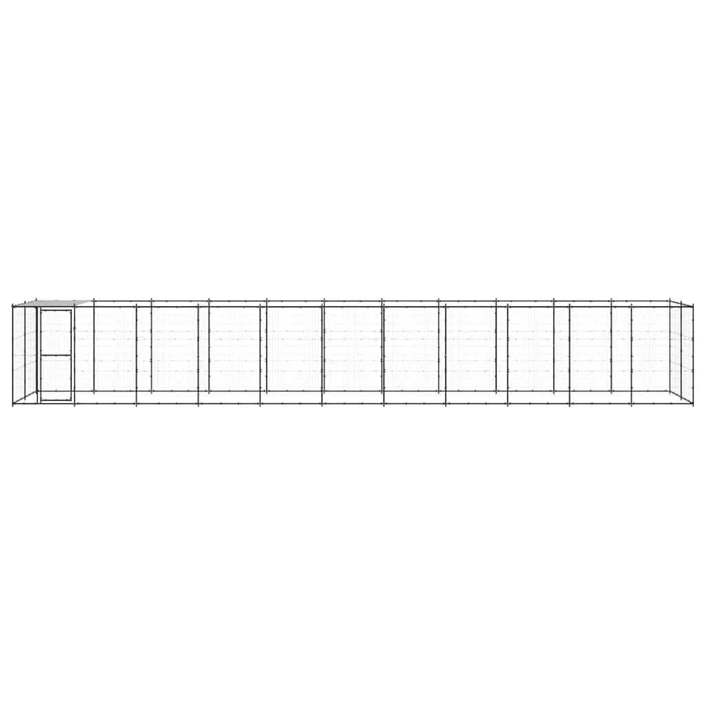 Cuccia per cani con tetto in acciaio, 1210 x 220 x 180 cm, colore | Ampio recinto per cuccioli da giardino con porta richiudibile, pareti a griglia stabili e tetto in polietilene resistente ai