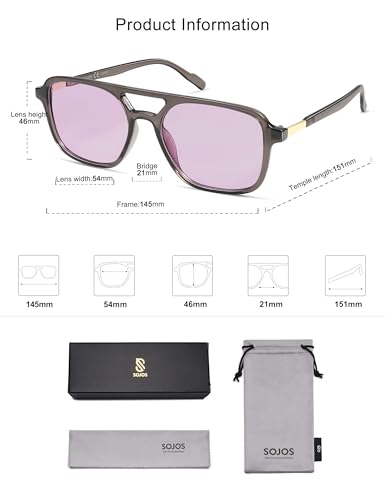 Image of SOJOS Retro Aviator Sunglasses for Women Men,Trendy Rectangle Womens Mens Shades Sun Glasses SJ2202