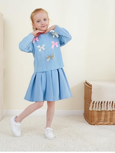 Image of Renotemy Toddler Girls Outfits Winter Little Girl Clothes Skirt Set 18M-6Y | Girls Christmas Fashion 2 Piece Outfit,Fall Knit Sweater and Skirt Set,Holiday Thanksgiving Dress Back to School Essentials