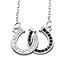 Produktbild Hanessa Damen-Schmuck Halskette Hufeisen-Glücksbringer Pferde Tier Liebe Silber Schwarz Geschenk zum Valentinstag für Mädchen/Freundin/Pferde-Fans