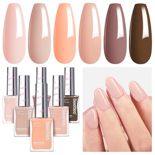 Beetles Nude Nail Polish Set 6Pcs Pink Brown Neutral Nail