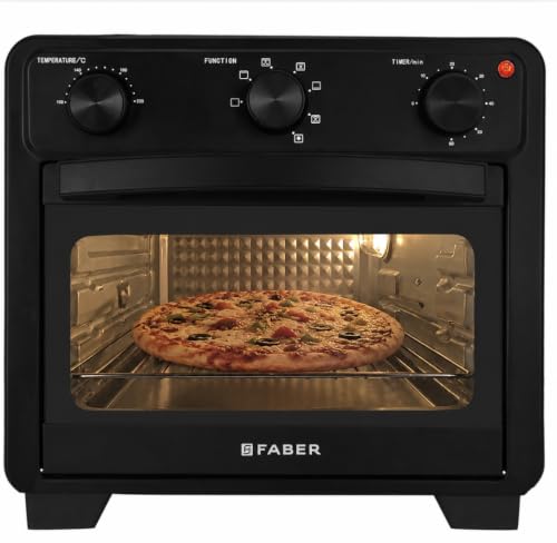 Image of Faber Air Fryer Oven 24L 1600W|View Window|Bake Tray,Tray Handle & Crumb Tray|Dishwasher safe removable parts|5 Preset Auto Program|3 Rack Positions|Roast,Fry,Toast,Defrost|FAO CrispX Pro 24 BK