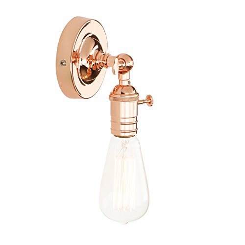 Pathson Métal Réglable Applique en Métal Lampe Rétro Industrial Applique Murale Rétro Eclairage Edison E27 pour Café,Cuisine,Salle à Manger et Grenier(ampoules non incluses) Or Rose Cover