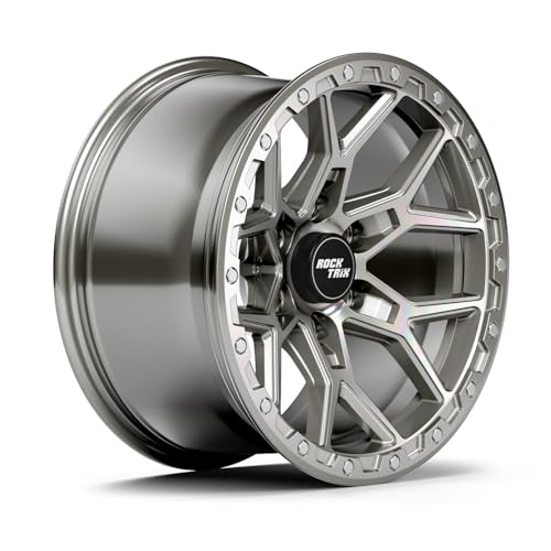 Image of RockTrix RT107 20 inch Wheel Compatible with 2001+ Toyota Tacoma, 6x5.5 6x139.7, 20x9 +12mm Offset, 5.5 Inch Backspace, 106.1mm Bore, Silver, Also fits 2002+ 4Runner, FJ Cruiser, 2022+ Tundra