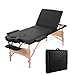 Massageliege Klappbar Massagetisch Höhenverstellbar Professionelles 185 * 60 cm Massagebett, tragbares Gesichts-Spa-Bett, 3-teilig mit Tragetasche (schwarz)