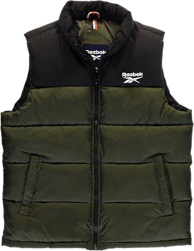 Image of Reebok Mens Puffer Vest - Full Zip Midweight Thick Insulated Sleeveless Jacket for Men - Outdoor Quilted Puffer Winter Vest