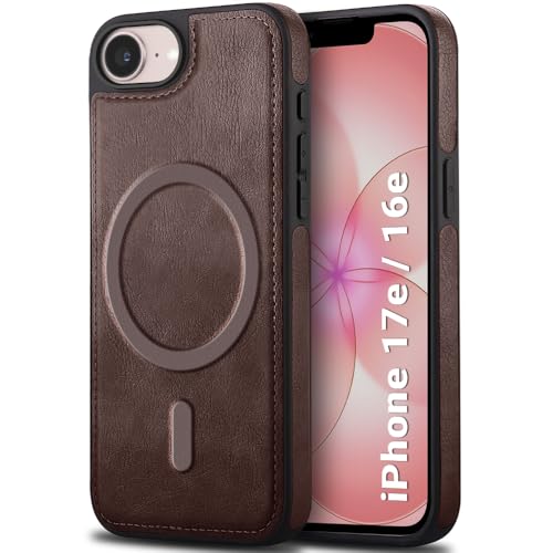 Image of TheGiftKart for iPhone 16e / iPhone 17e Case, Leather Finish Back Cover Compatible with MagSafe, Shockproof Design, Raised Edges for Camera & Screen Protection, Stunning Minimalist Cover Case (Brown)