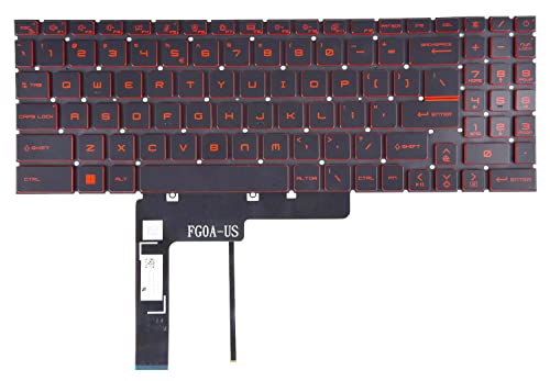 Teclado retroiluminado de repuesto para computadora portátil MSI Katana GF66 GF76 y MSI Pulse GL66 GL76 MS-1582 MS-1583 MS-17L1 MS-17H3 con letras rojas de EE. UU