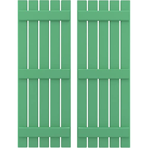 Ekena Millwork ARW401SB519X45LPH Americraft Five 3 Exterior Real Wood Spaced Board-n-Batten Shutters (Per Pair), 19 1/2"W x 45"H, Lily Pads