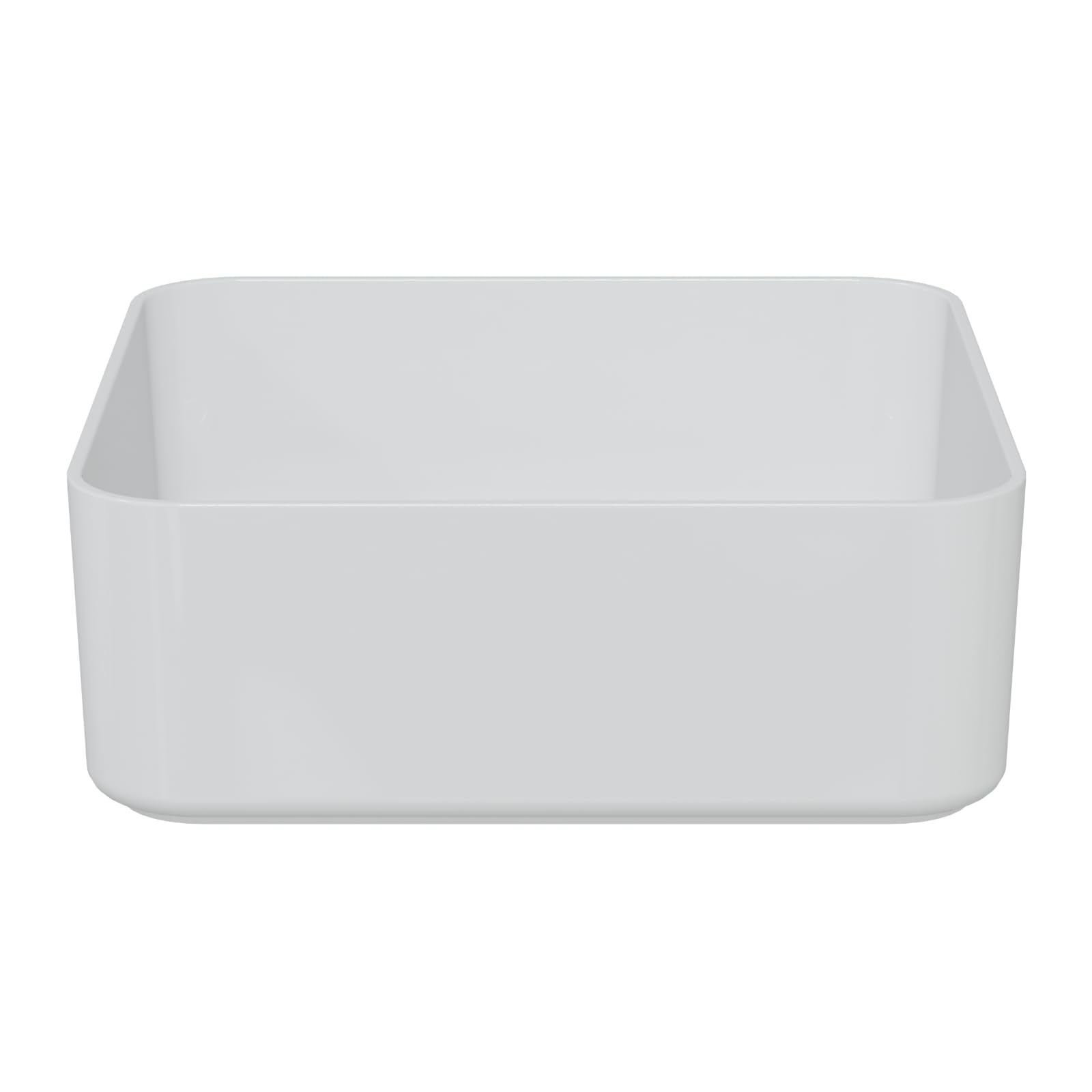 HAGO 24 | Lavabo in ceramica | quadrato 39 x 39 cm | bianco | angoli arrotondati | bordo stretto | Lavabo da appoggio | Ceramica | Antigraffio | Attacco standard