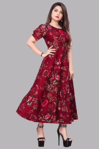 Image of FLARED ALINE MAXI DRESS WITH FLORAL PRINT FOR WOMEN