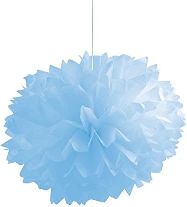 Club Pack of 36 Pastel Blue Fluffy Hanging Tissue Ball Party Decorations 16"