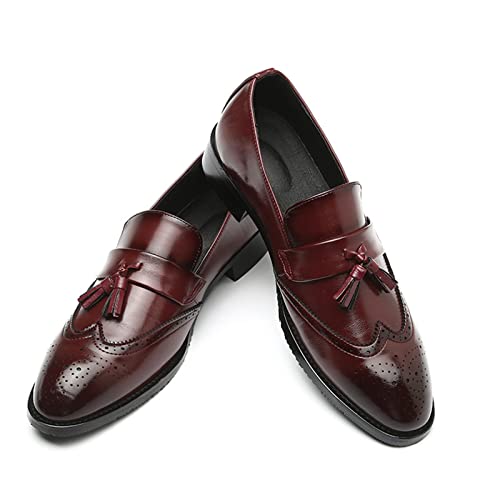 Image of Julymens Men's Handsome Slip-on Tassel Brogues Faux Leather Dress Shoes