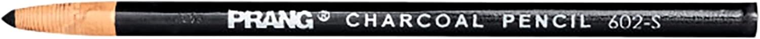 Prang Paper Wrapped Charcoal Pencils, Medium Tips, Black, Pack of 12