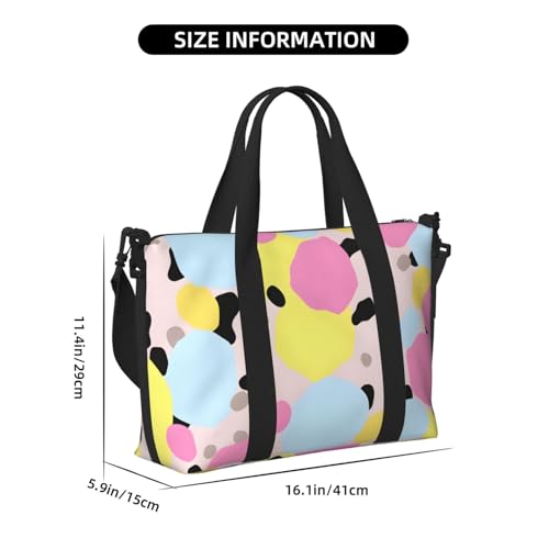 Pink Geometric Travel Bag, Blue Yellow Geometric Weekender Overnight Bag, Shoulder Travel Duffel Bag Carry On Gym Bag for Women Men4