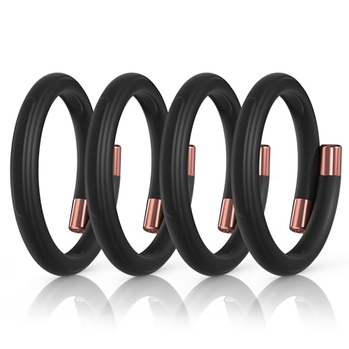 BuggyBands Mosquito Repellent Bracelets for Adults & Kids DEET-Free Waterproof Silicone Bands Refillable Skin-Friendly Natural Bug Repellent Wristbands for Outdoor Hiking Travel 4 Pack Black