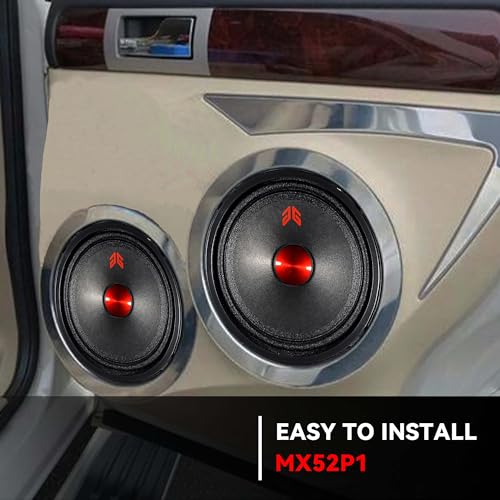 Image of MX52P1 Loudspeaker 5 Inch Midrange 160 Watts 4 Ohms Red Dust Cap, Premium Quality Audio Door Speakers for Car or Truck Stereo Sound System, Black (2 Speakers)