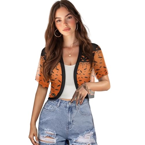 Image of Womens Short Sleeve Bolero Shrug Open Front Knit Cropped Cardigan Shoulder Cover for Dress Cute Casual Knit Cover Up