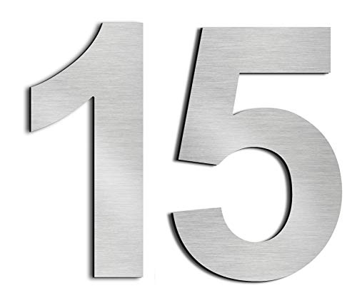 nanlyiau 2pc 3in/7.5cm numeros adhesivos números de casa numeros numeros casa exterior numeros adhesivos de acero inoxidable 304(3in number 15)