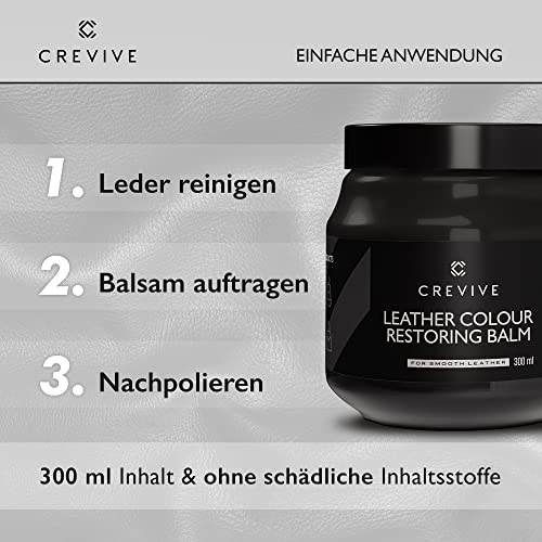 Crevive Leder Reparatur Set Schwarz 300 ml für Lederpflege und -reparatur