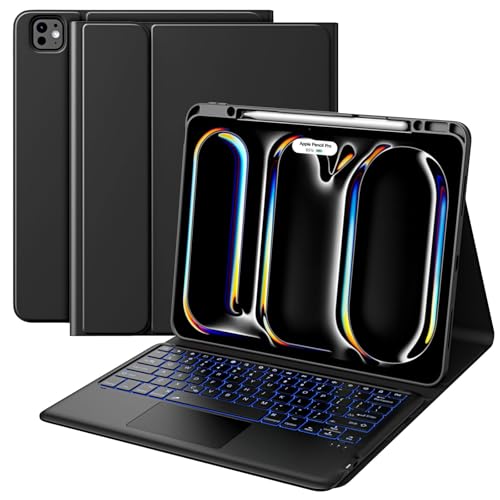 Funda teclado iPad Pro 13 2024 2025 retroiluminada con touchpad MoKo y portatinteros de lápiz