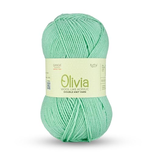 Image of Ganga Acrowools Acrylic Olivia, Double Knit Yarn. Hand Knitting and Crochet Yarn. Oekotex Class 1 Certified. Pack of 2 Balls - 100Gms Each.Shade No -OLV059 Spring Rain