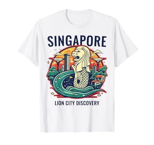 Singapour Skyline Merlion Lion City Singapouriens T-Shirt