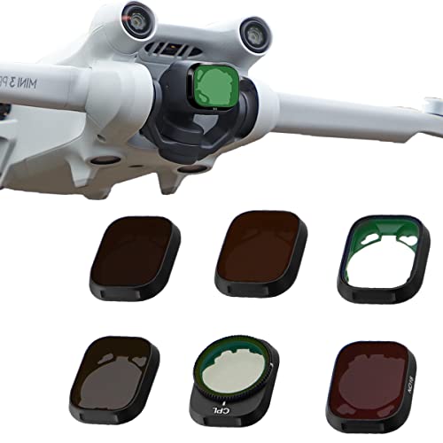 Mini 3 Filter, ND Filter für DJI Mini 3 / Mini 3 Pro 6er-Pack Filter Kompatibel mit DJI Mini 3 Pro Filtern, ND64, ND32, ND8, ND16, UV, CPL(Aluminium + optisches Glas) Cover