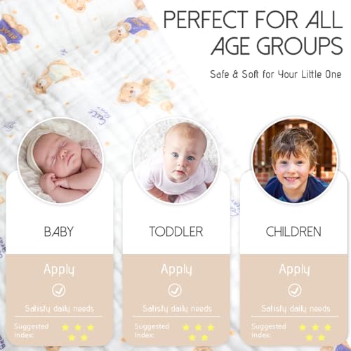 Image of Muslin Baby Towels Bath Towels 43 x 43 Inch Soft 100% Cotton Cute Animal Print Washcloths Extra Large Baby Bath Towels for Newborns Infants Toddlers Kids
