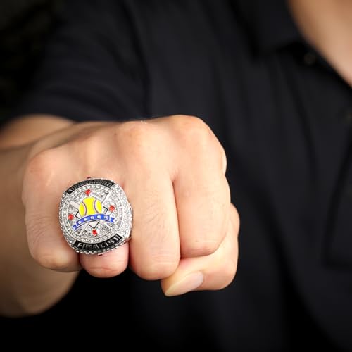 Image of 2 pcs Pack or 12 pcs Pack Softball Championship Trophy Ring Award Gift for Tournament Champion Team palyers Awards Trophy on Side Size 9.5