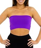 Malibu Sugar Women's Bandeau Tube Top Bras - Seamless Strapless Bra Tube Tops Comfortable and Versatile (One Size Fits Sizes XS-S) Neon Purple