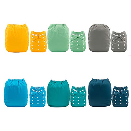 ALVA 6 Pack Cloth Diaper with 12 Inserts One Size Adjustable Washable Reusable Diaper Cover for Baby Girls and Boys by ALVA - Image 2