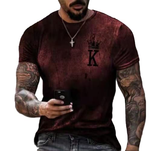 OFOKEDA Men's Summer T-Shirt Crew Neck Short Sleeve HD Print Top Casual T-Shirt