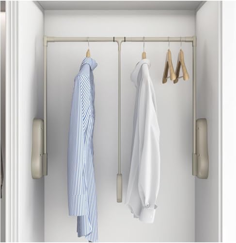 Tringle de penderie rabattable pour optimiser le rangement des vêtements dans les placards hauts