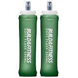 Build & Fitness Soft Water Bottle 2 Pack - 500ml / 350ml. Collapsible Soft Flask, Leakproof, TPU, BPA Free, Easy to Clean & Lightweight. Use in Hydration Vests, Running Belts (Olive, 500ml (2 Pack))