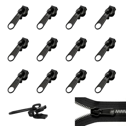 12 Pièces Curseur Fermeture Eclair, Curseur Fermeture Eclair Clipsable en Trois Tailles Réparer Fermeture Éclair de Remplacement pour Couture de Vêtements...