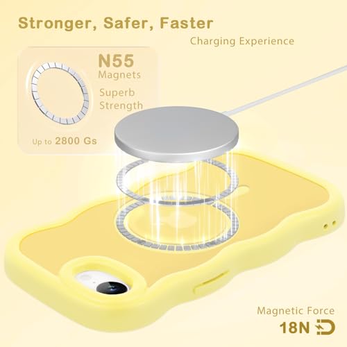 Amzfield for iPhone 16e/17e Case for Magsafe Wavy Frame Cute, Yellow - image 3