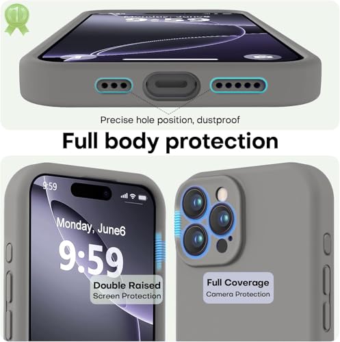 Image of DIZORO Compatible for iPhone 16 Pro Max Camera Protection Case 6.9, Slim Liquid Silicone 3 Layers Full Covered Soft Gel Rubber Phone Case Protective Cover 6.9 Inch - (Natural Titanium)