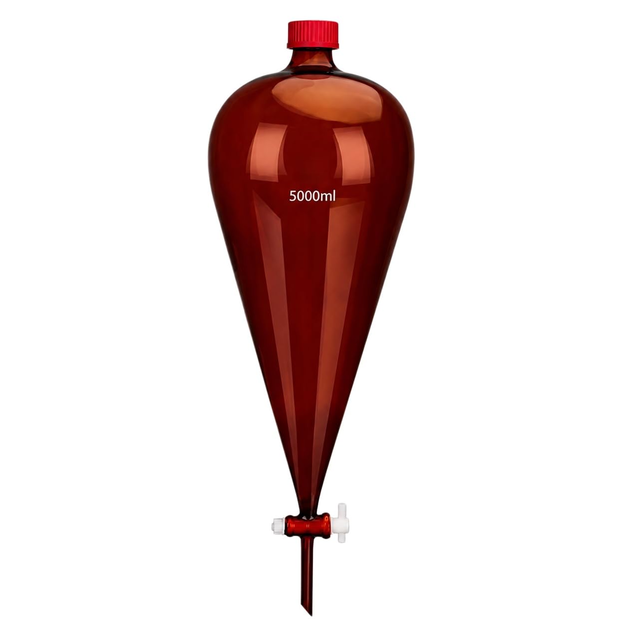 Braunglas Scheidetrichter Borosilikatglas mit PTFE Hahn Laborkolben-5000ml GL45