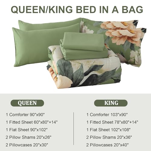 Dobuyly Olive Green Comforter Set Queen, 7 Piece Floral Bed in a Bag by Dobuyly - Used condition - Image 7